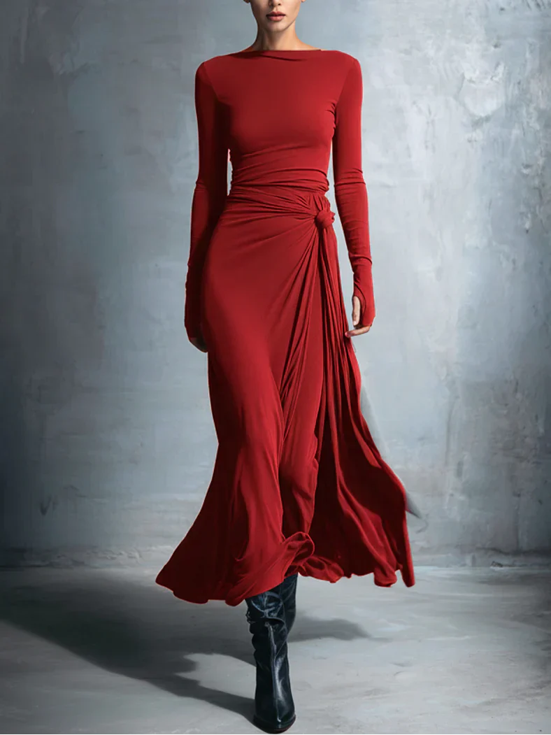 Naiara ❘ Vestido maxi com nó lateral