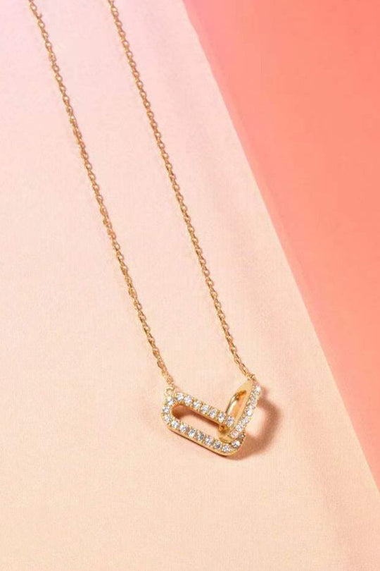 Pingente Duplo em Forma de Oval com Diamante