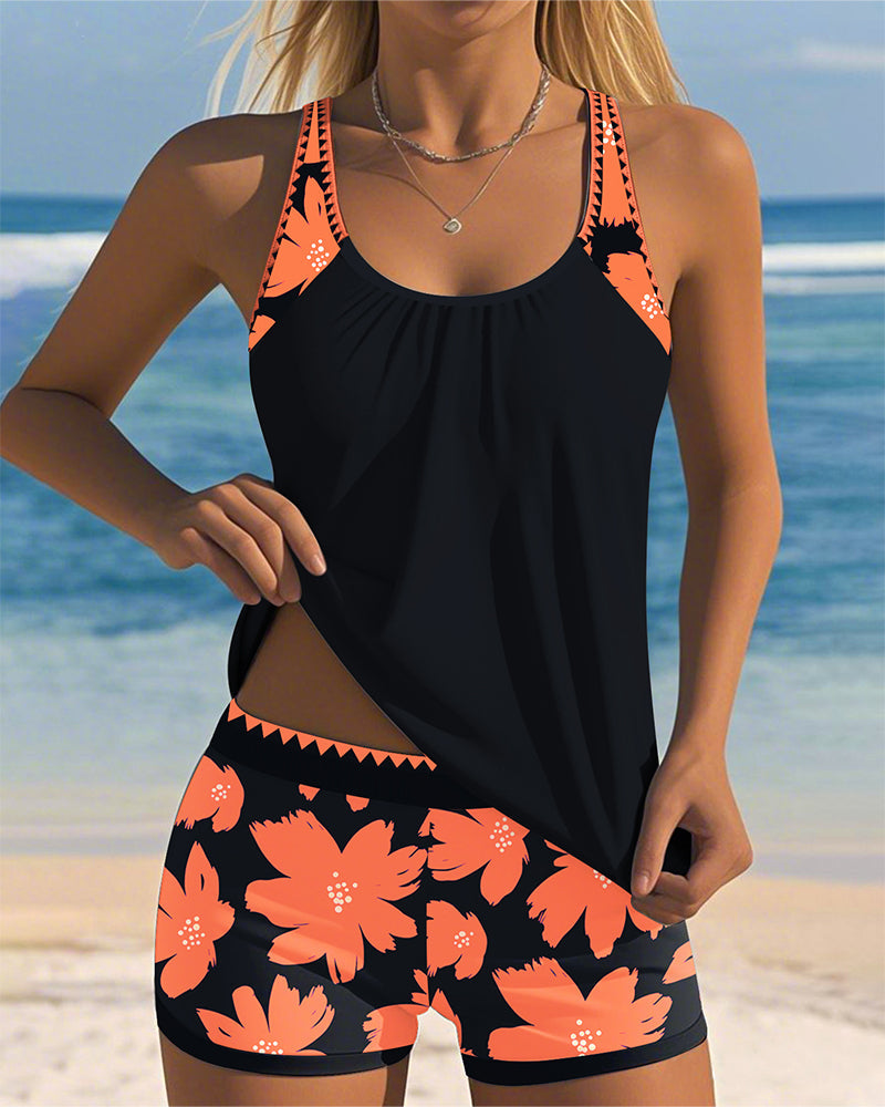 Judith | Tankini Sem Manga com Decote U Estampado