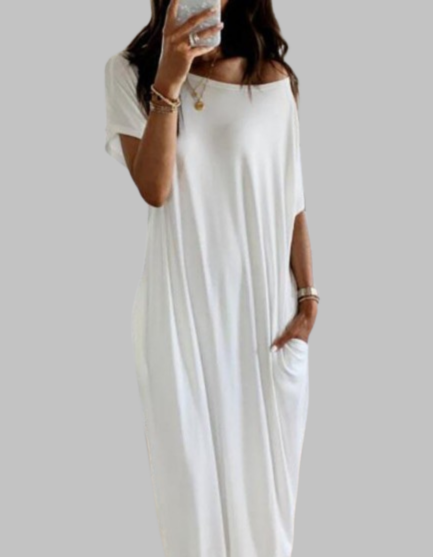 SHAEL™ - Camisola de Dormir com Decote Redondo e Corte Solto
