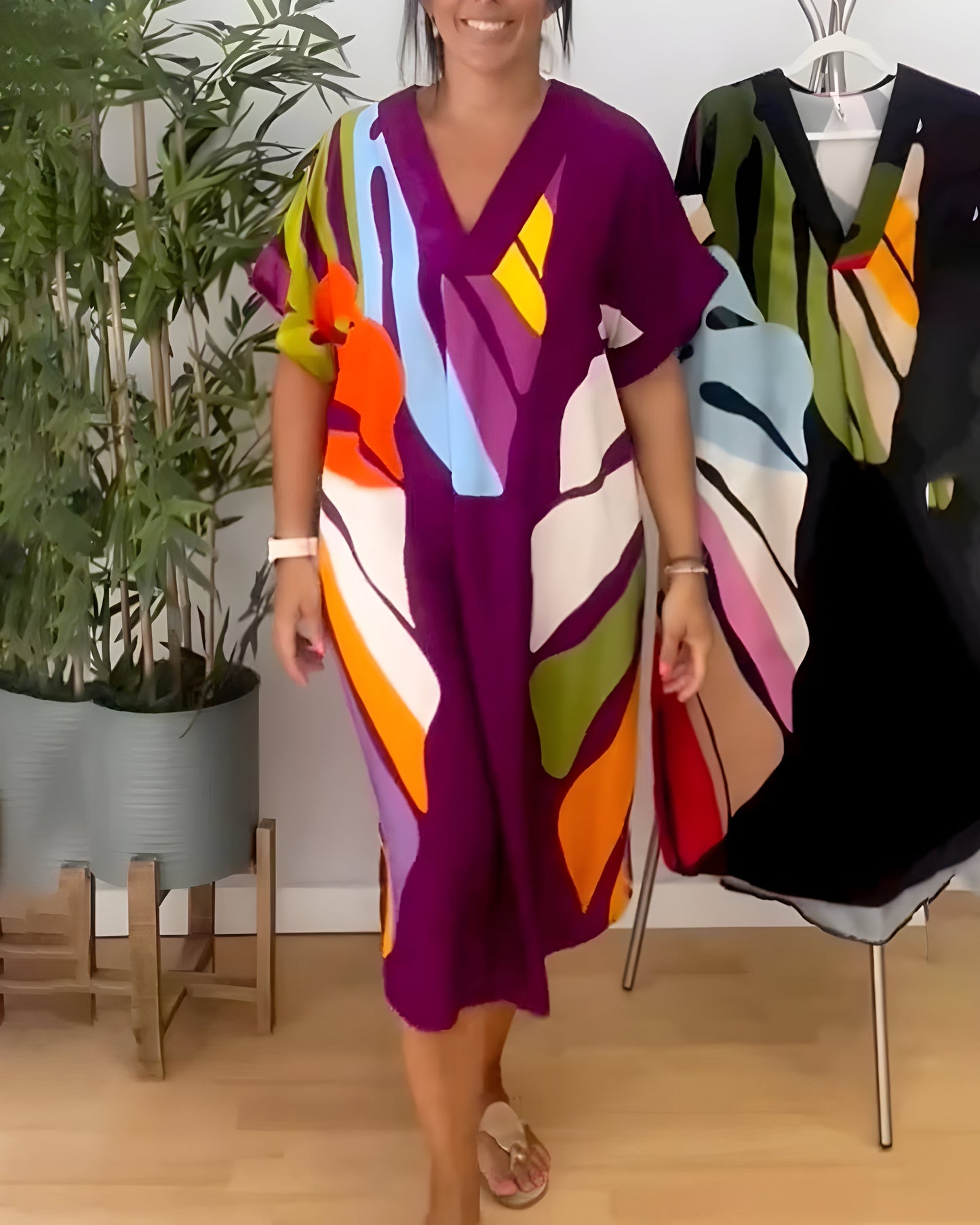 Rianna - Vestido com Estampa Abstrata
