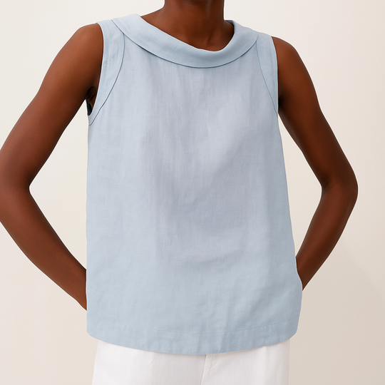 Maria™ | Blusa Sem Mangas com Gola Rolê
