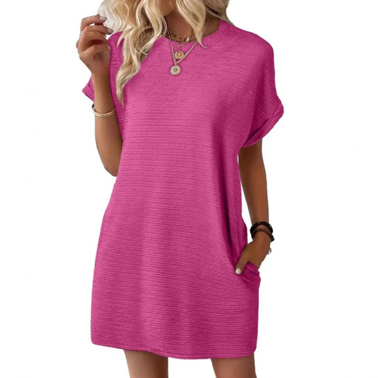 EVASHA™ – Vestido de Verão Casual Minimalista com Decote Redondo