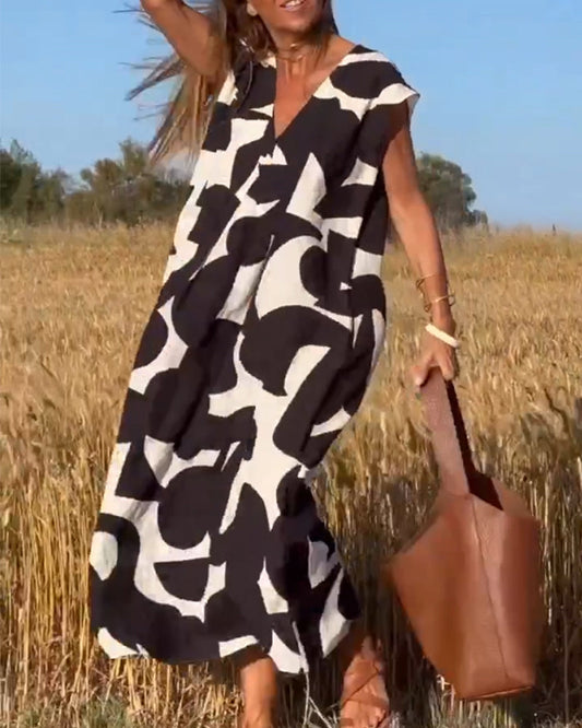 Kendall - Vestido Abstrato Relaxado