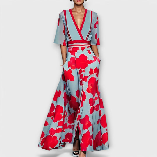 Elise - Vestido tubinho elegante com estampa floral