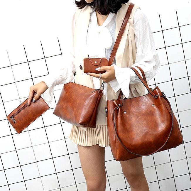 Riley - Conjunto de Bolsas de Couro Vintage Soft com 4 Peças