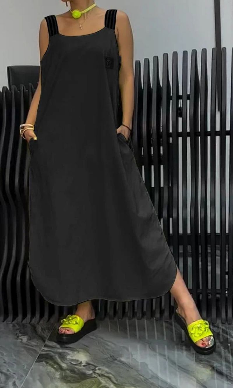 Vestido Suspensor LunaStripe™ de Algodão e Linho