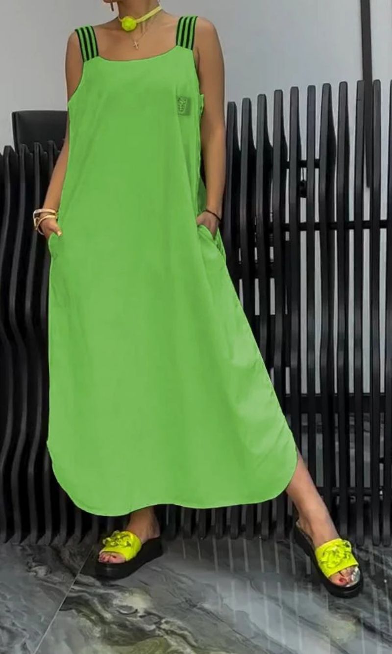Vestido Suspensor LunaStripe™ de Algodão e Linho