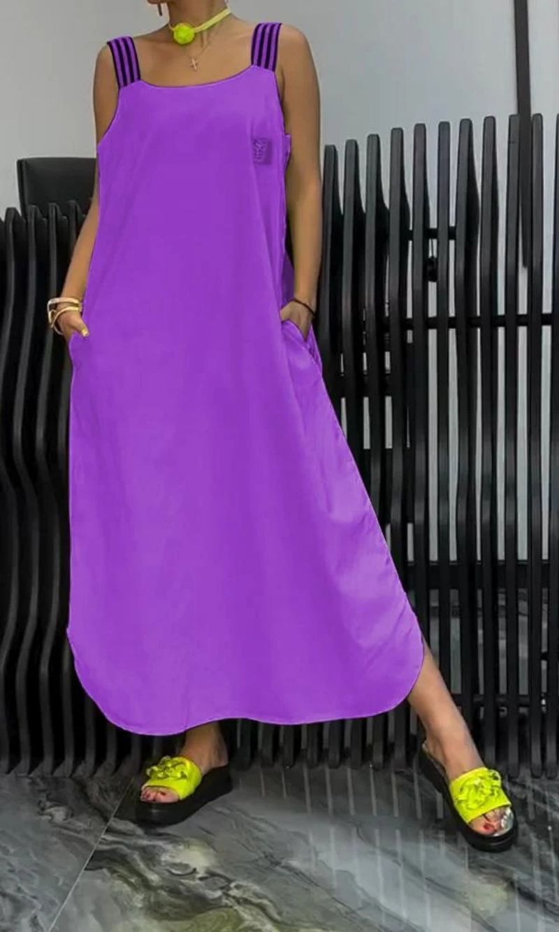 Vestido Suspensor LunaStripe™ de Algodão e Linho