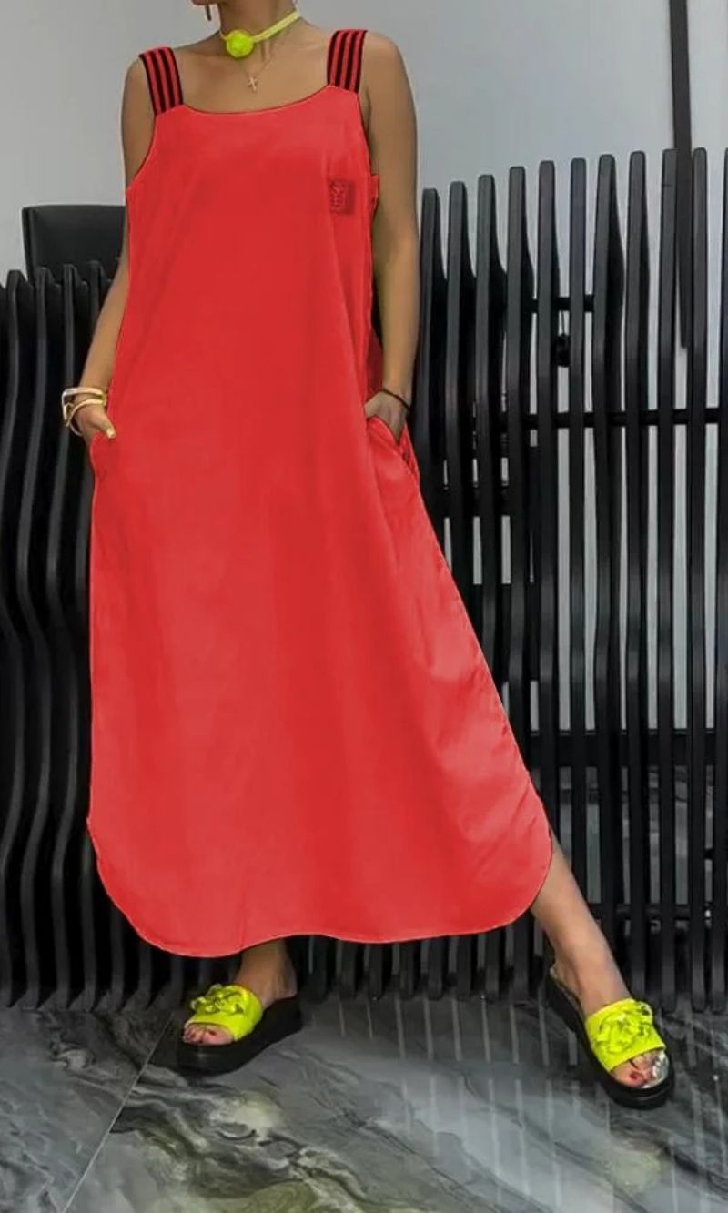 Vestido Suspensor LunaStripe™ de Algodão e Linho
