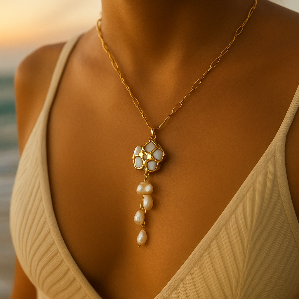 Serenity - Colar de Pérola da Flor Costeira