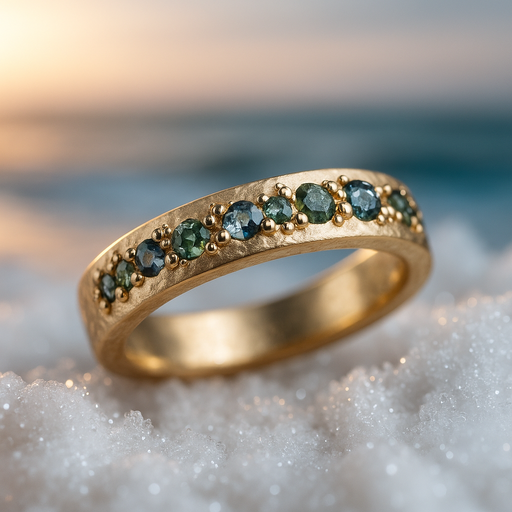 Anel de Gemas Ouro Elegante