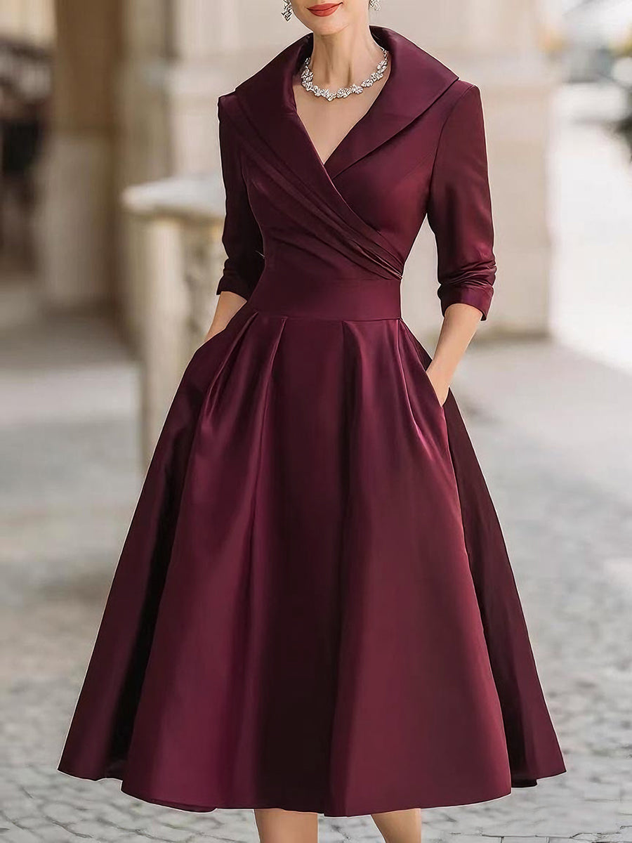 Lea™ - Vestido midi elegante com brilho sutil