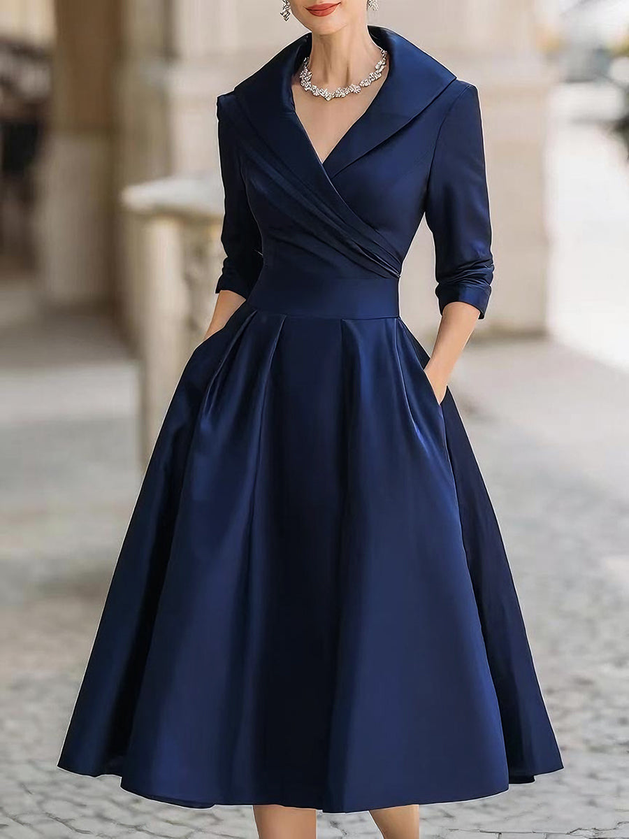 Lea™ - Vestido midi elegante com brilho sutil