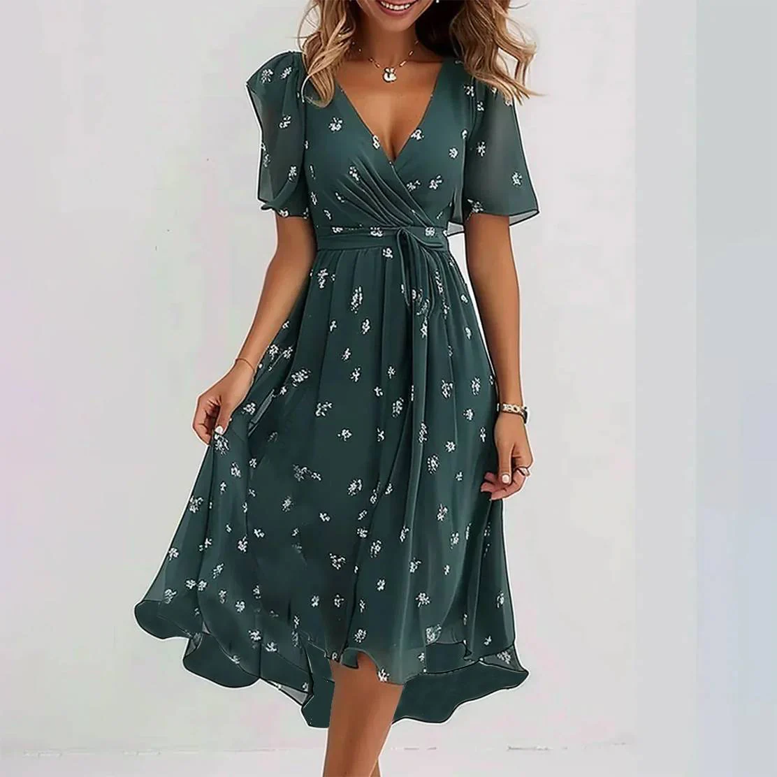 Annegret - Vestido Feminino com Decote em V