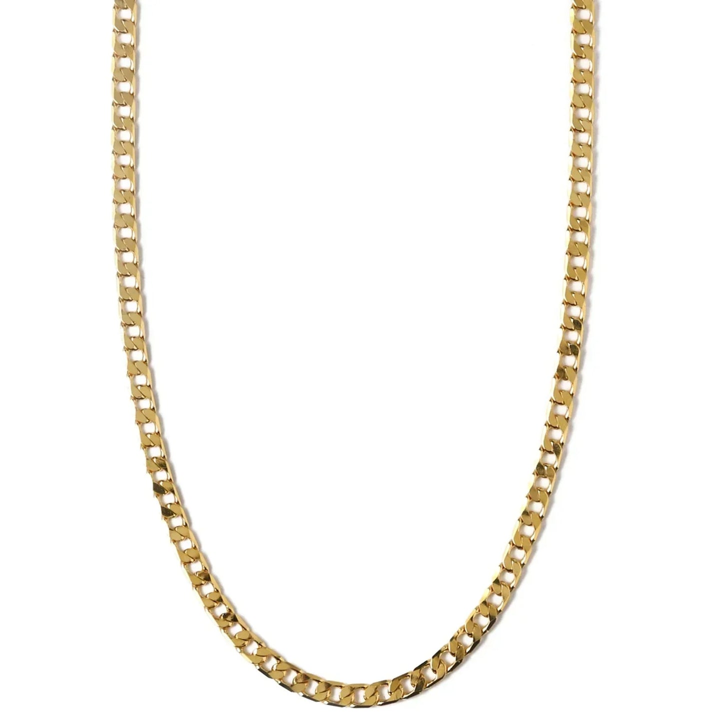 Colar de Cadeia Curb de Ouro Vintage com Elos Planos