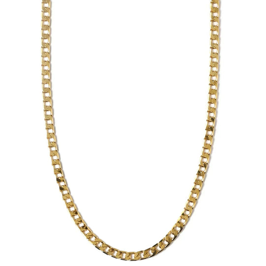 Colar de Cadeia Curb de Ouro Vintage com Elos Planos