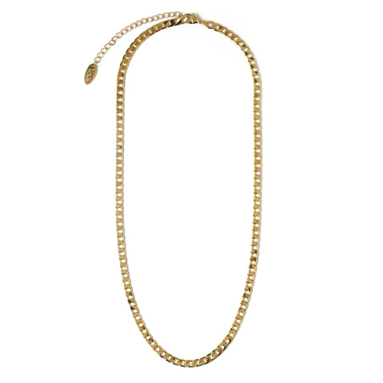 Colar de Cadeia Curb de Ouro Vintage com Elos Planos