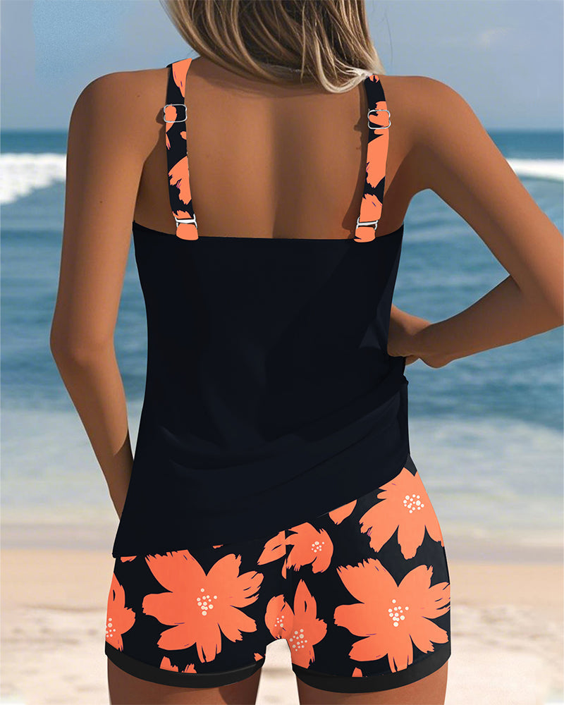Judith | Tankini Sem Manga com Decote U Estampado