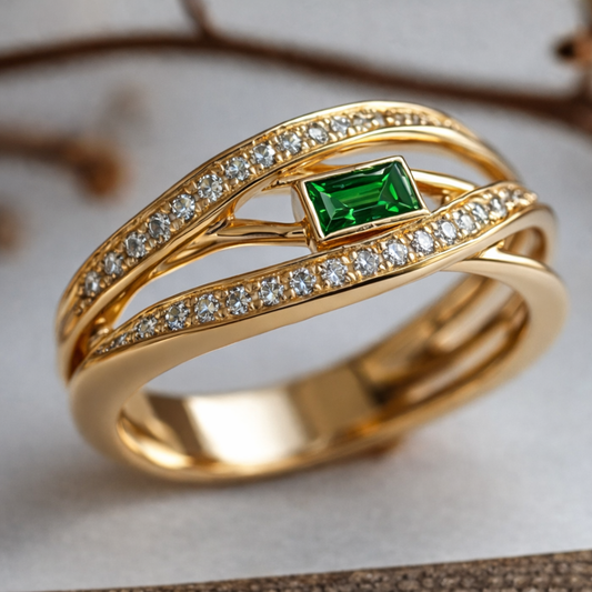 Anel de Esmeralda com Ivy Dourado