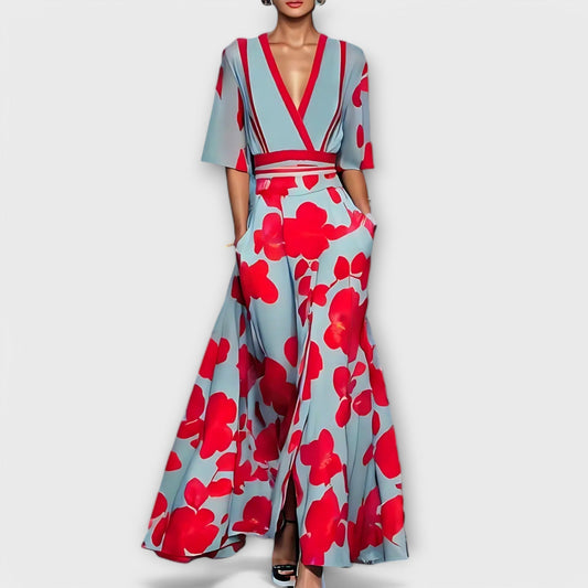 Elise - Vestido Carteira Floral Elegante