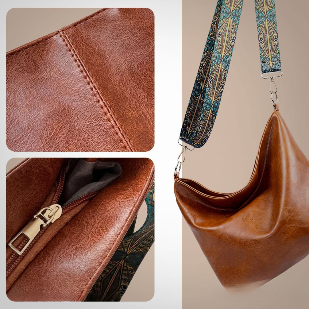 Linda - Bolsa de Ombro de Couro com Charme Vintage