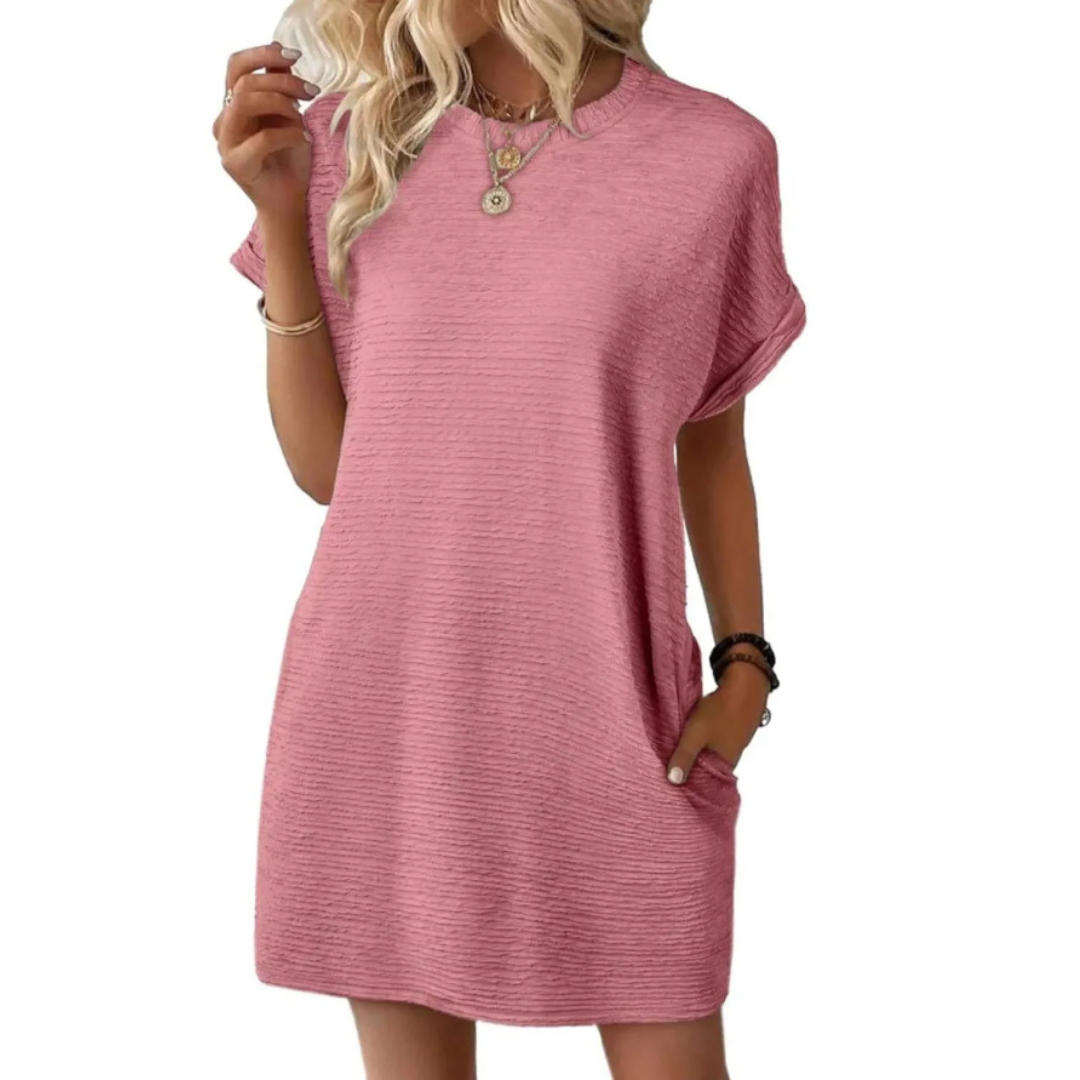 EVASHA™ – Vestido de Verão Casual Minimalista com Decote Redondo