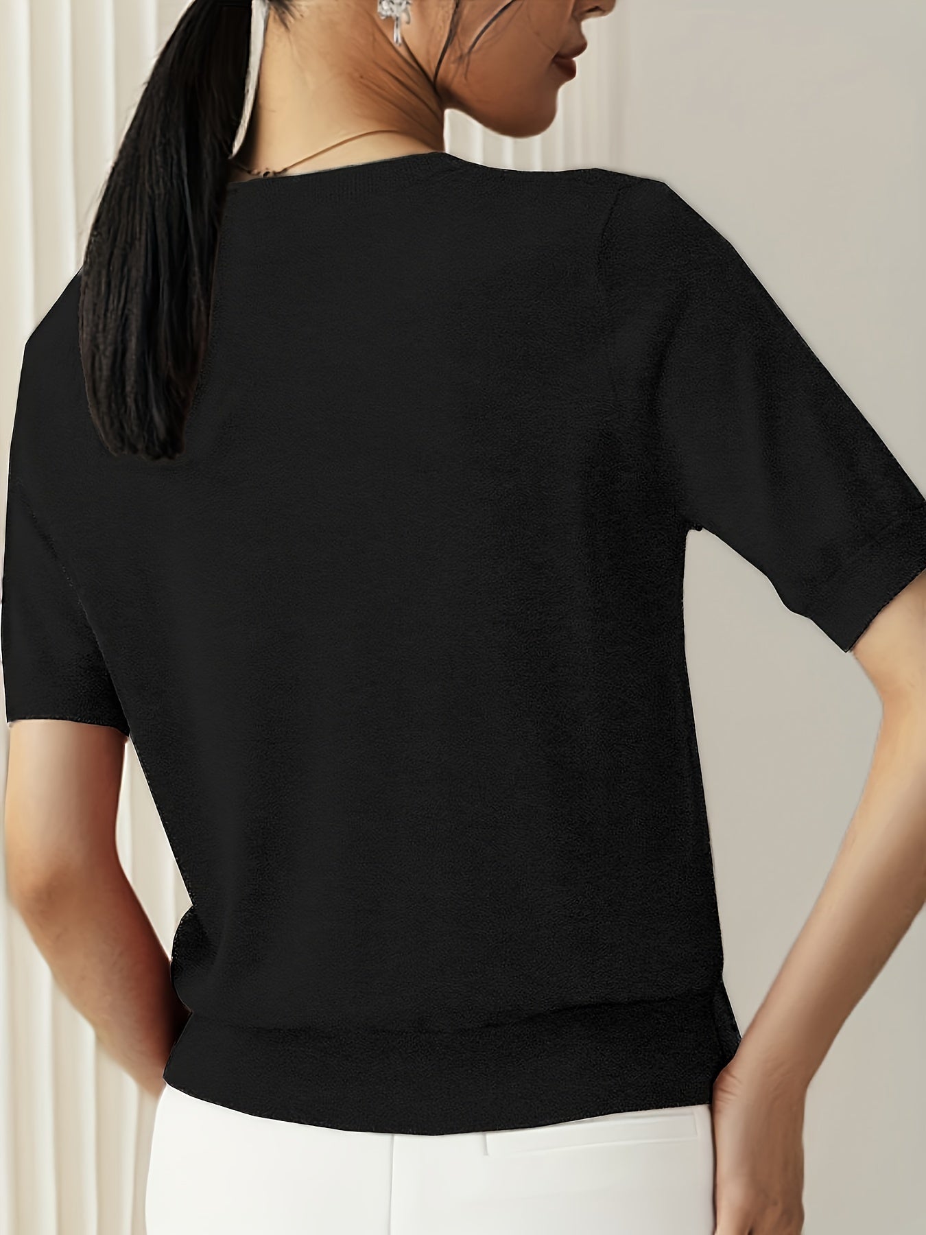 Jacquie - Camiseta Casual de Alta Elasticidade