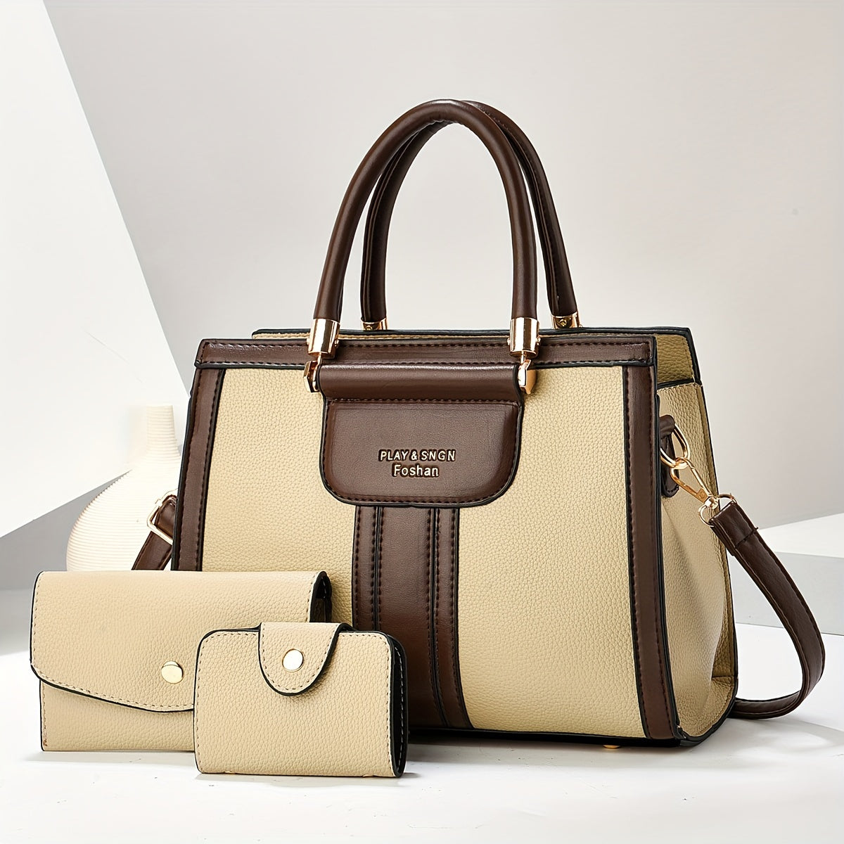 Luna - Conjunto de Bolsa de Couro Elegante com 3 Peças