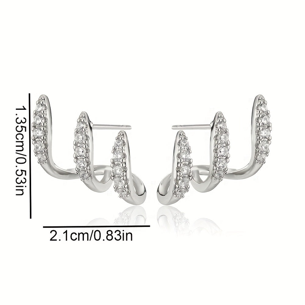 Brincos Elegantes com Strass em Três Garras