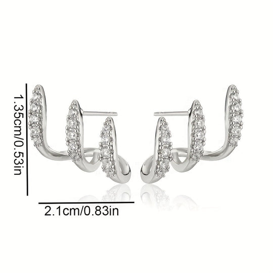 Brincos Elegantes com Strass em Três Garras