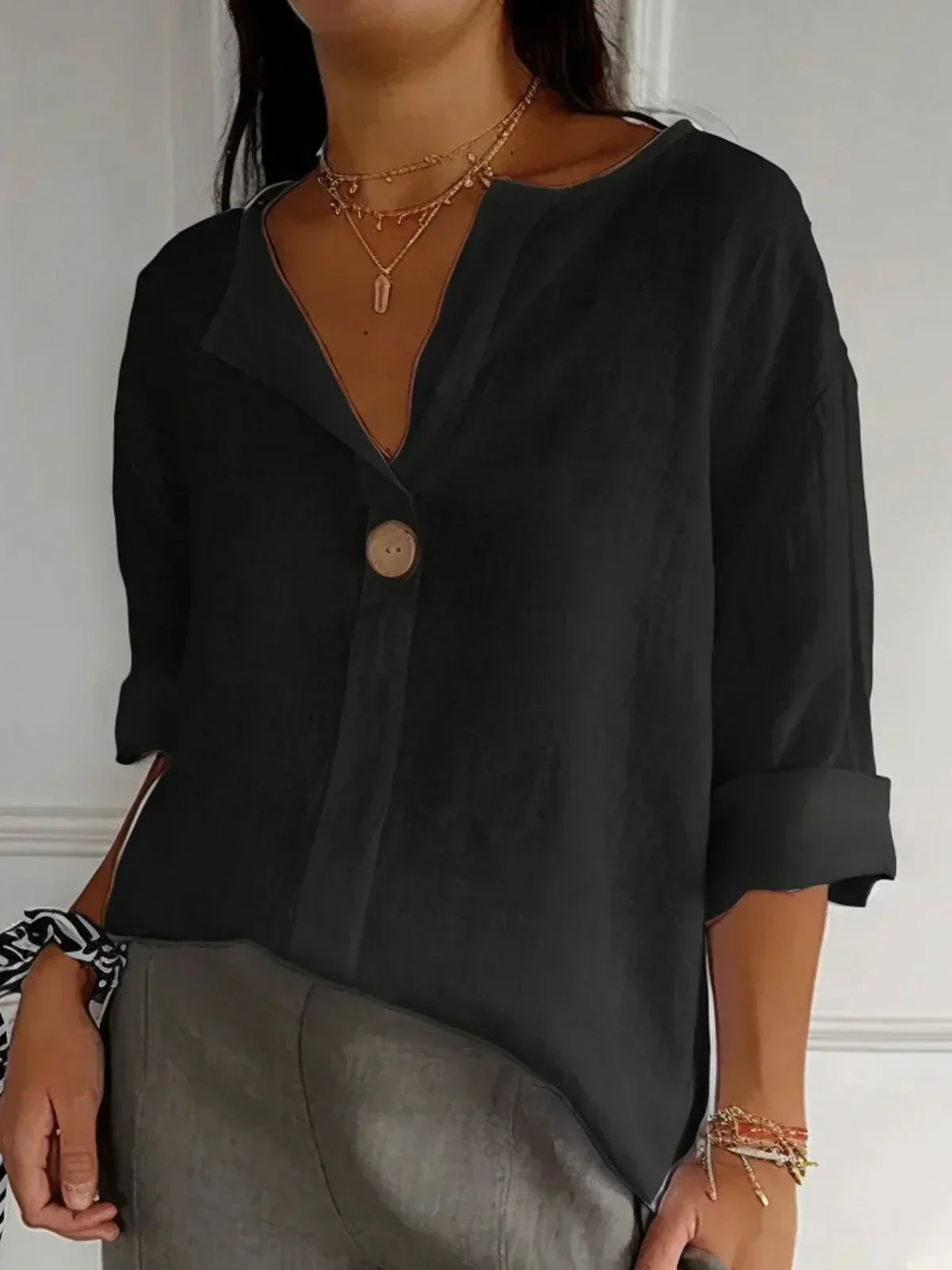 Luna - Blusa Casual com Decote em V