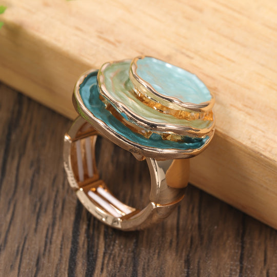 Anel de esmalte boho de três camadas