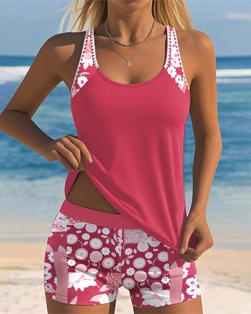Lynne | Conjunto de Maiô Floral em Duas Peças