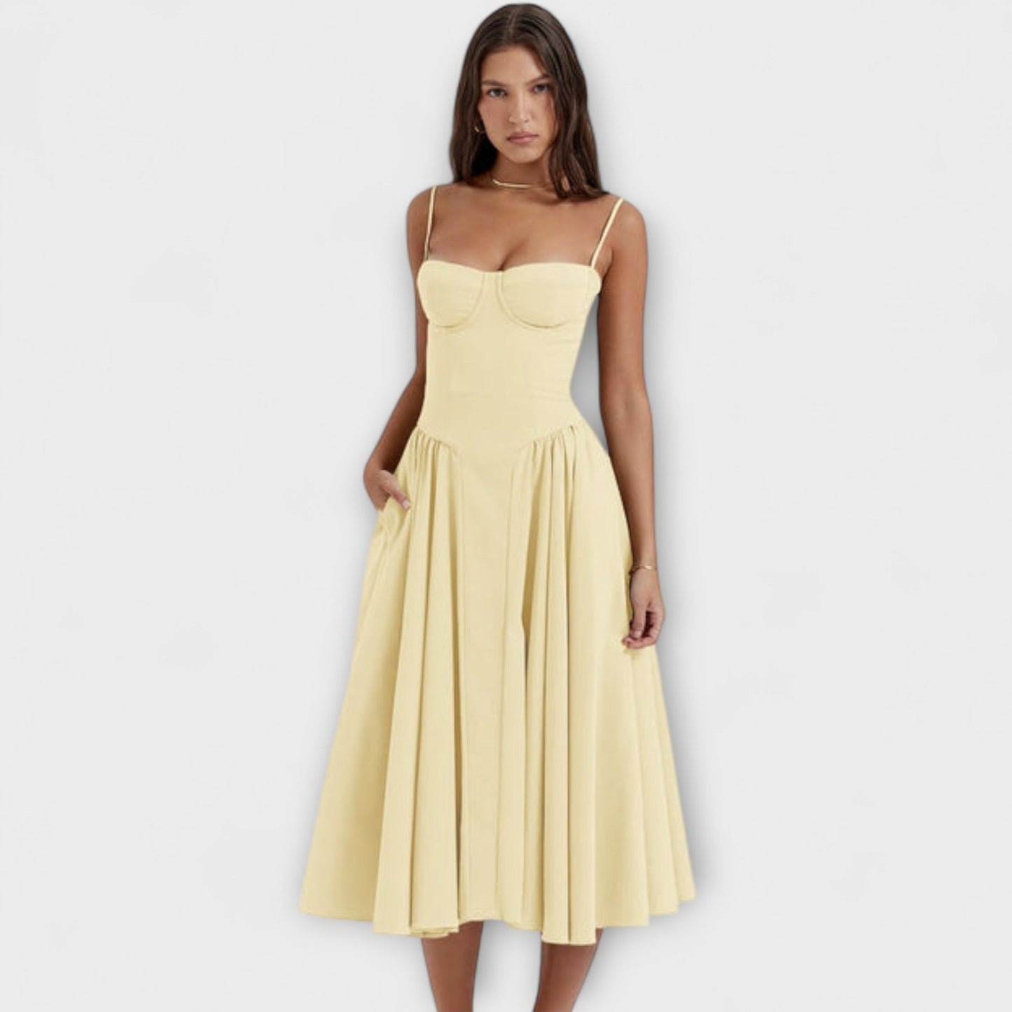 Rosalie - Vestido de Corset Sem Mangas Refinado