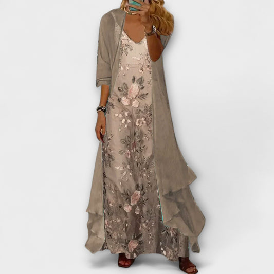 Mara - Vestido Max com Jaqueta (Conjunto de 2 Peças)
