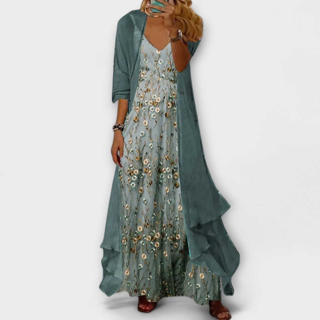 Mara - Vestido Max com Jaqueta (Conjunto de 2 Peças)