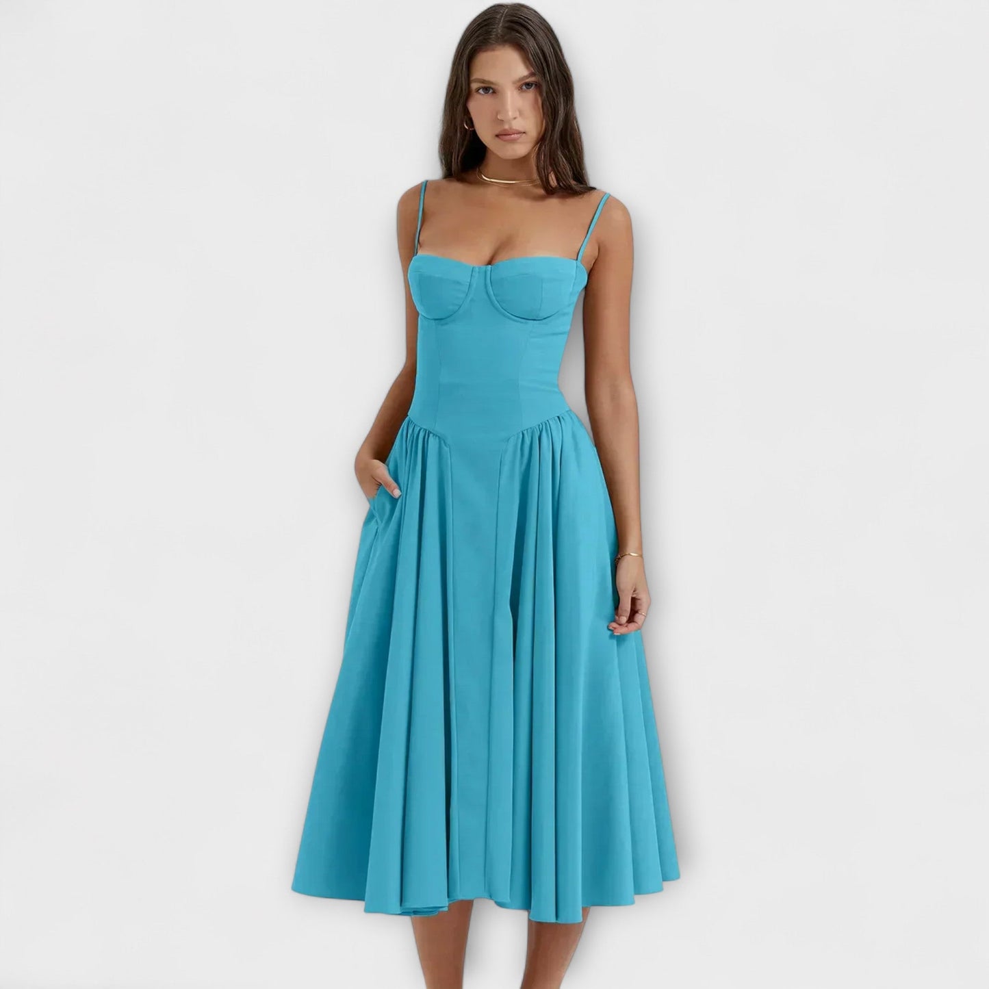 Rosalie - Vestido de Corset Sem Mangas Refinado
