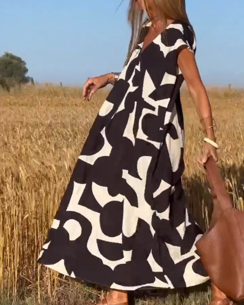 Kendall - Vestido Abstrato Relaxado
