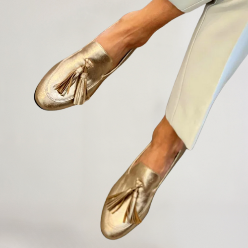 Chloé™ | Mocassins Dourados para Mulheres