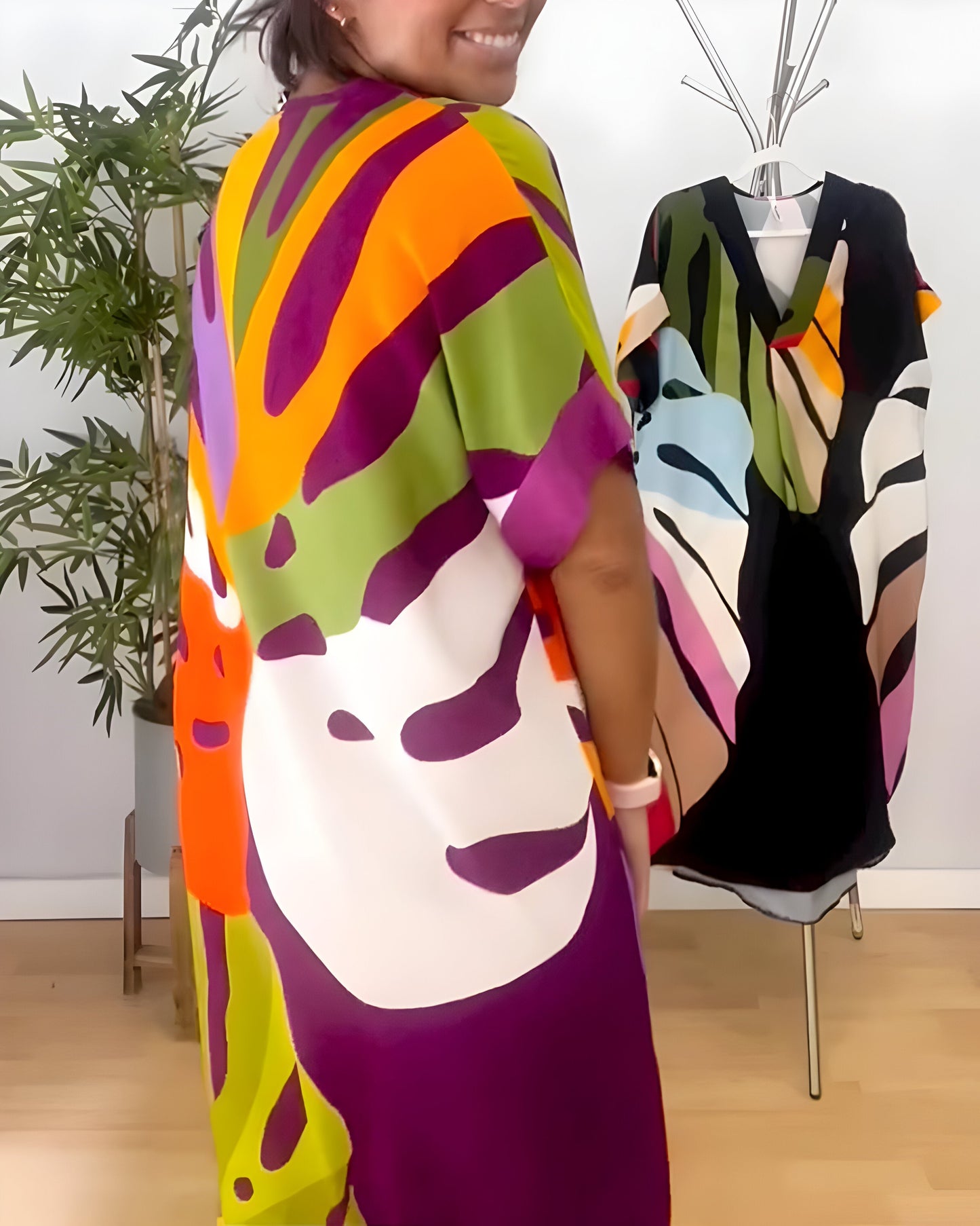 Rianna - Vestido com Estampa Abstrata