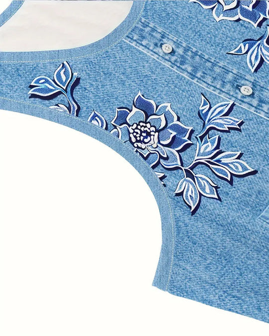 Vestido Sem Mangas com Aparência de Jeans
