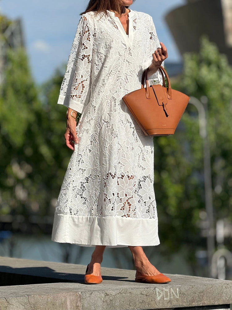 Nerisse - Vestido de Renda Confortável