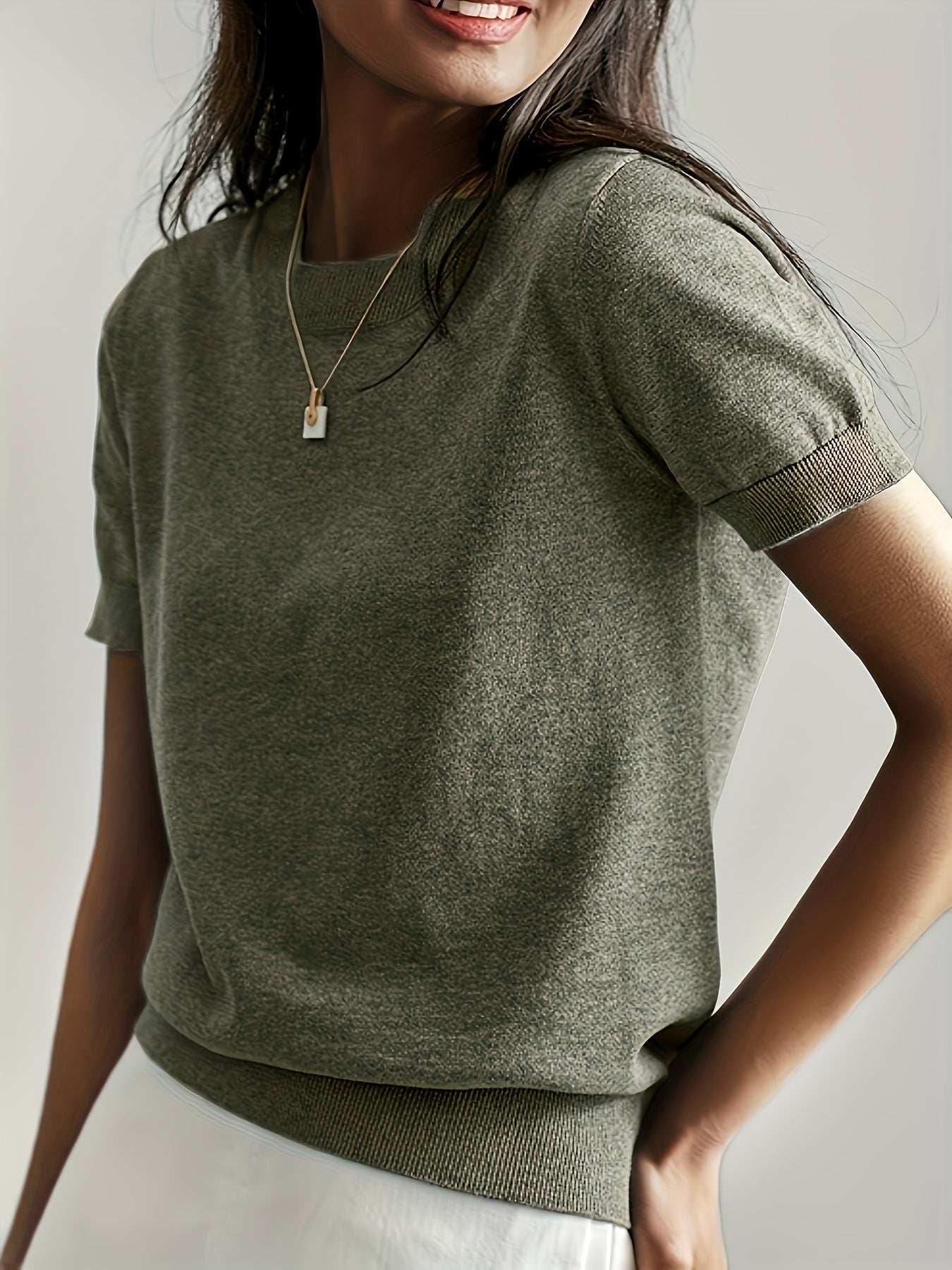 Jacquie - Camiseta Casual de Alta Elasticidade