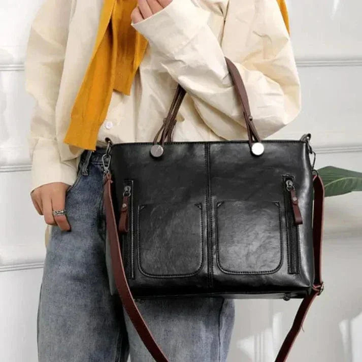 Bolsa de ombro de couro vintage elegante