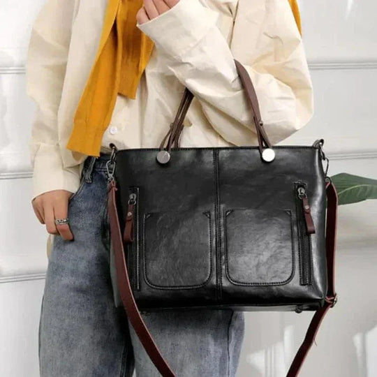 Bolsa de ombro de couro vintage elegante