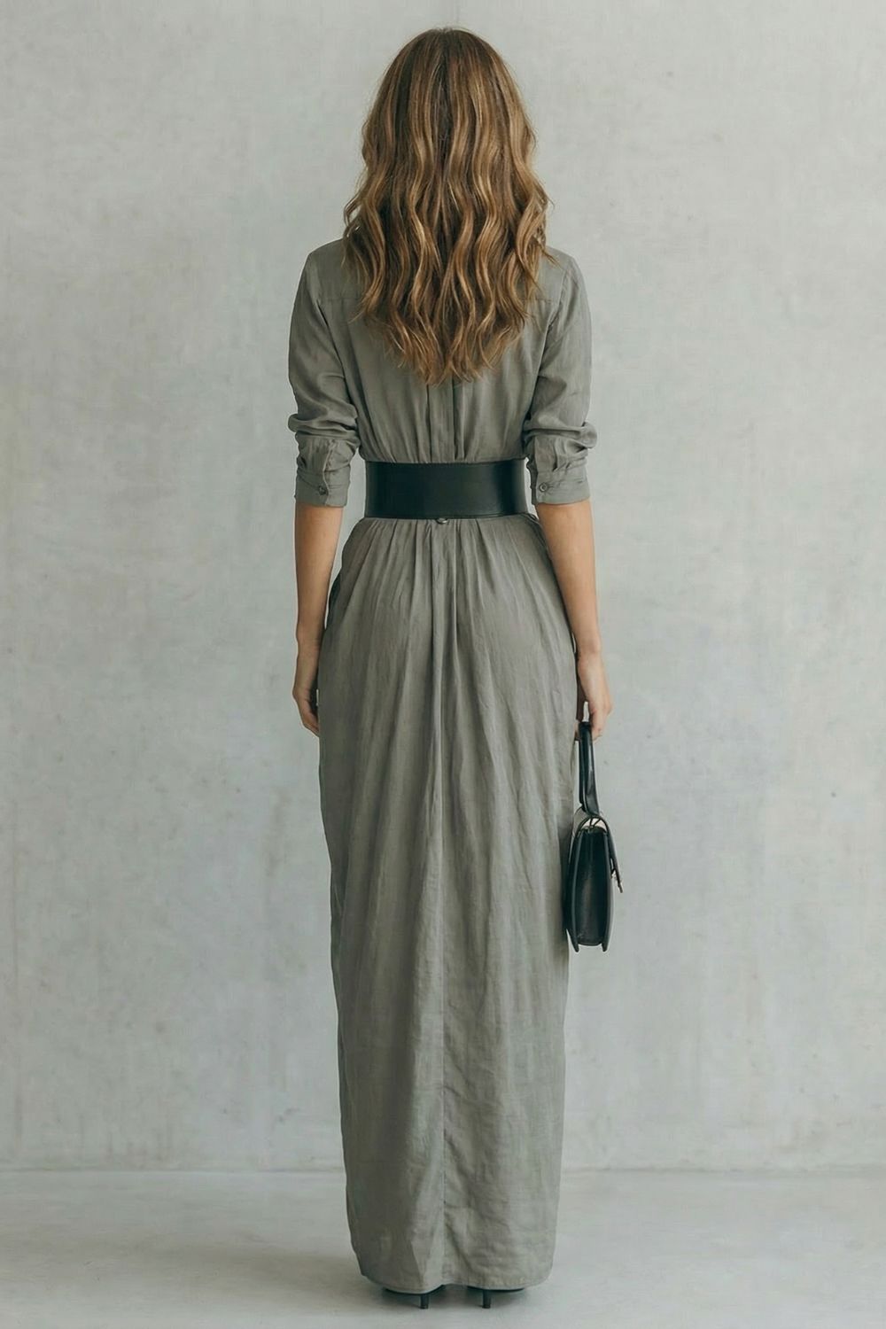 Solenzia | Vestido Maxi Drapê com Botões