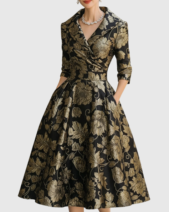 Riley™ | Vestido Midi Bordado Floral
