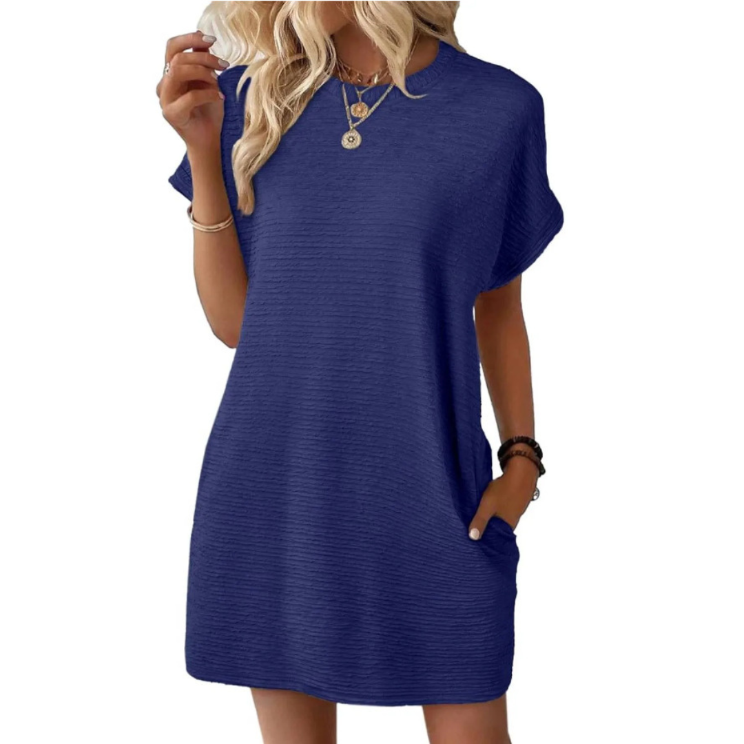 EVASHA™ – Vestido de Verão Casual Minimalista com Decote Redondo