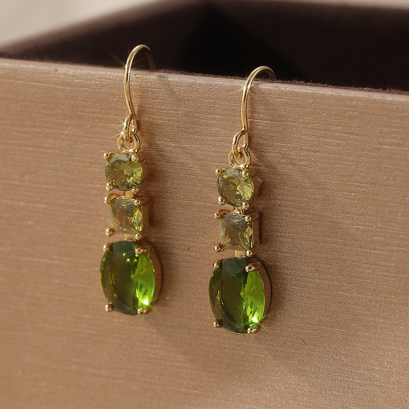 Brincos Pendentes Retrô Elegantes em Verde